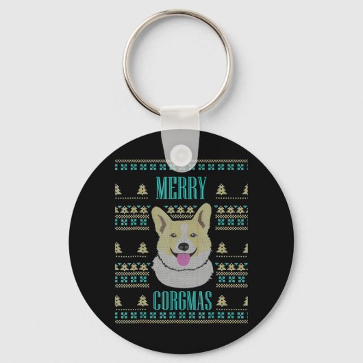 Joyeux Corgmas Ugly Christmas Corgi Schlüsselanhänger (Vorderseite)