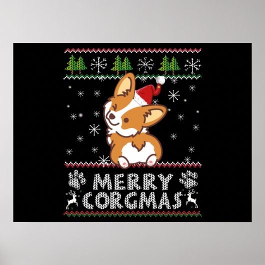 Joyeux Corgmas Weihnachten Corgi Poster (Vorne)