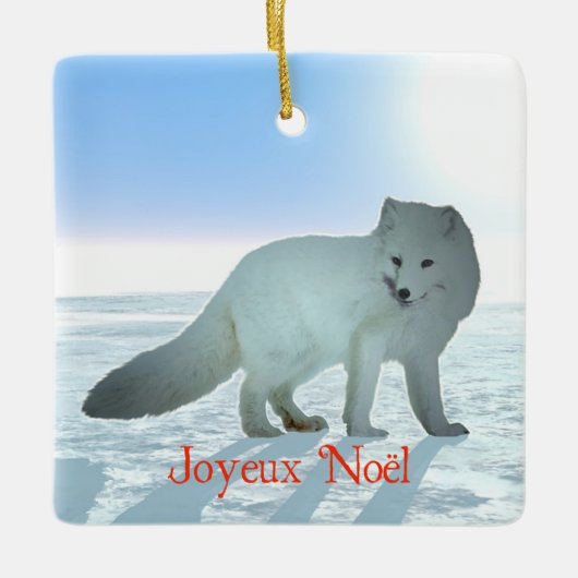 Joyeux Noё l - Arctic Fox Keramikornament (Vorderseite)