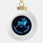 Joyeux Noё l - Blue Caribbean (Reindeer) Keramik Kugel-Ornament (Vorderseite)