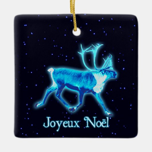 Joyeux Noё l - Blue Caribbean (Reindeer) Keramikornament (Vorderseite)