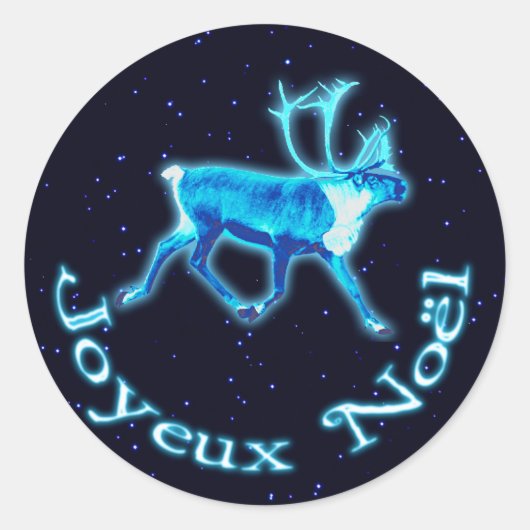 Joyeux Noё l - Blue Caribbean (Reindeer) Runder Aufkleber (Vorderseite)