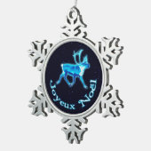 Joyeux Noё l - Blue Caribbean (Reindeer) Schneeflocken Zinn-Ornament (Rechts)