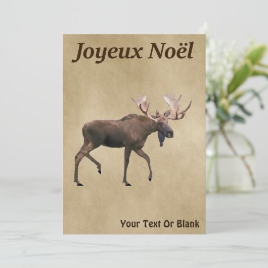 Joyeux Noё l - Bull Moose on Old Paper (Stehend Vorderseite)