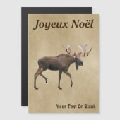 Joyeux Noё l - Bull Moose on Old Paper Magnetkarte (Vorne/Hinten)