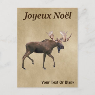 Joyeux Noё l - Bull Moose on Old Paper Postkarte