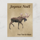 Joyeux Noё l - Bull Moose on Old Paper Postkarte (Vorderseite)