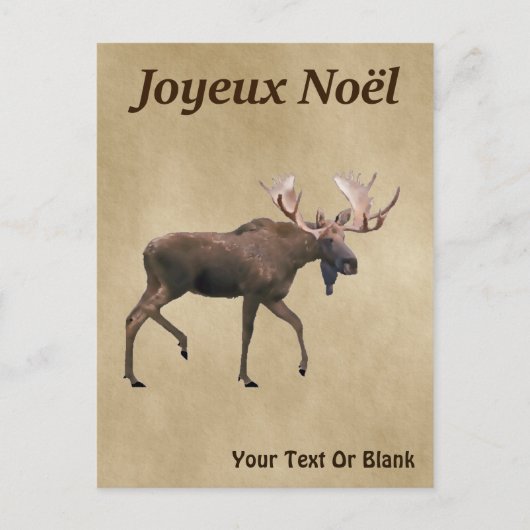 Joyeux Noё l - Bull Moose on Old Paper Postkarte (Vorderseite)