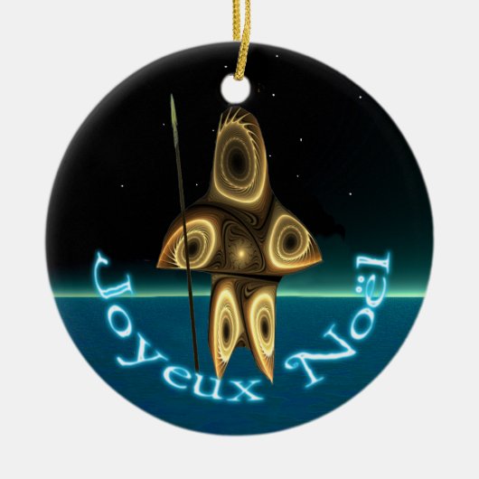 Joyeux Noё l - Fraktal Inuit Hunter Keramik Ornament (Vorne)