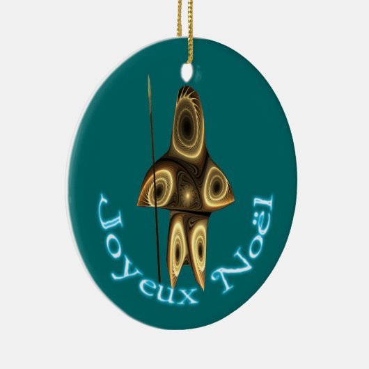 Joyeux Noё l - Fraktal Inuit Hunter Keramik Ornament (Rechts)