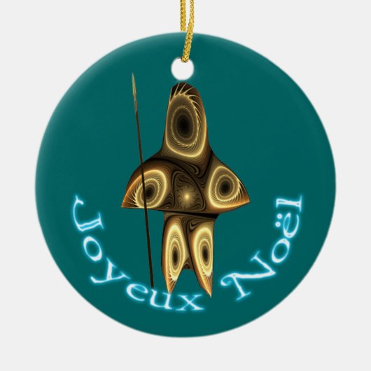 Joyeux Noё l - Fraktal Inuit Hunter Keramik Ornament (Vorne)