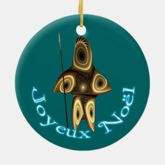 Joyeux Noё l - Fraktal Inuit Hunter Keramik Ornament (Hinten)