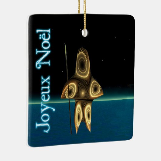 Joyeux Noё l - Fraktal Inuit Hunter Keramikornament (Rechts)