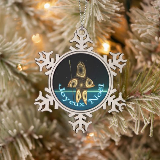 Joyeux Noё l - Fraktal Inuit Hunter Schneeflocken Zinn-Ornament (Baum)