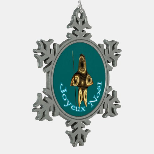 Joyeux Noё l - Fraktal Inuit Hunter Schneeflocken Zinn-Ornament (Links)