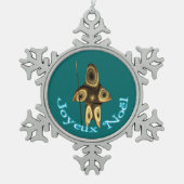 Joyeux Noё l - Fraktal Inuit Hunter Schneeflocken Zinn-Ornament (Vorderseite)