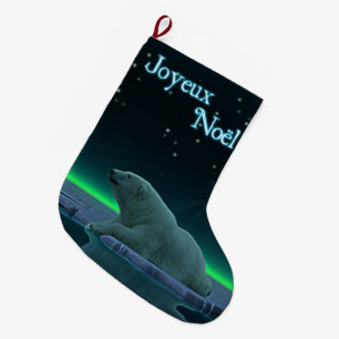 Joyeux Noё l - Ice Edge Polar Bear Großer Weihnachtsstrumpf