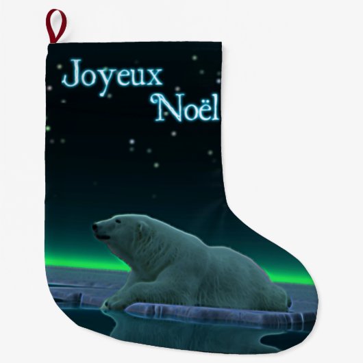 Joyeux Noё l - Ice Edge Polar Bear Großer Weihnachtsstrumpf (Vorderseite)