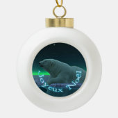 Joyeux Noё l - Ice Edge Polar Bear Keramik Kugel-Ornament (Vorderseite)