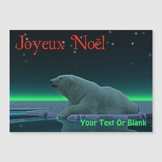 Joyeux Noё l - Ice Edge Polar Bear Magnetkarte (Vorderseite)