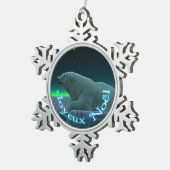Joyeux Noё l - Ice Edge Polar Bear Schneeflocken Zinn-Ornament (Rechts)