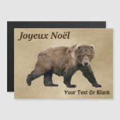 Joyeux Noё l. Kodiak Bear Magnetkarte (Vorne/Hinten)