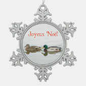 Joyeux Noё l - Mallards Schneeflocken Zinn-Ornament (Vorderseite)