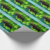 Joyeux Noё l - Northern Lights Moose Geschenkpapier (Ecke)
