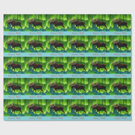 Joyeux Noё l - Northern Lights Moose Geschenkpapier (Flach)