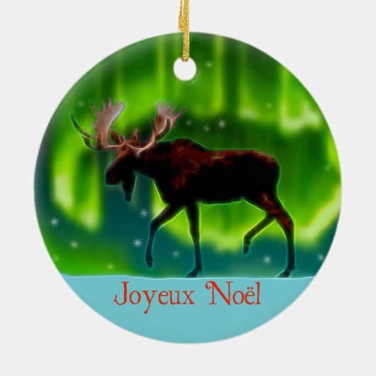 Joyeux Noё l - Northern Lights Moose Keramikornament (Hinten)