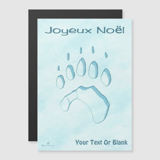 Joyeux Noё l - Polar Bear Paw Print Magnetkarte (Vorne/Hinten)