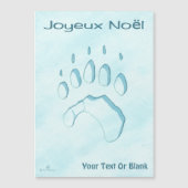 Joyeux Noё l - Polar Bear Paw Print Magnetkarte (Vorderseite)