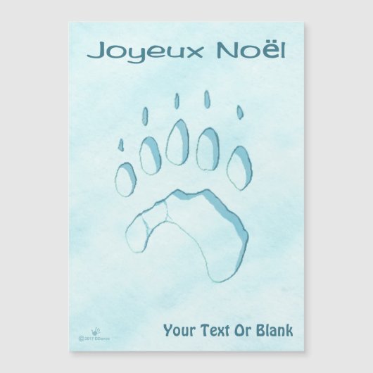 Joyeux Noё l - Polar Bear Paw Print Magnetkarte (Vorderseite)