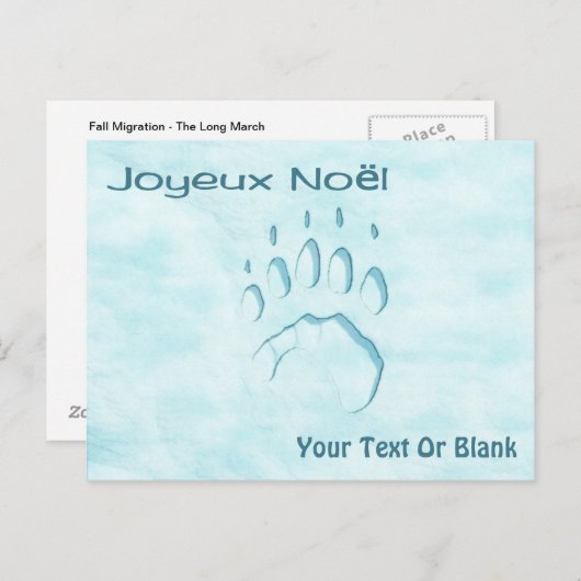 Joyeux Noё l - Polar Bear Paw Print Postkarte (Vorne/Hinten)