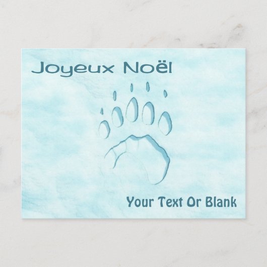 Joyeux Noё l - Polar Bear Paw Print Postkarte (Vorderseite)