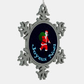 Joyeux Noё l - Santa Claus Schneeflocken Zinn-Ornament (Links)