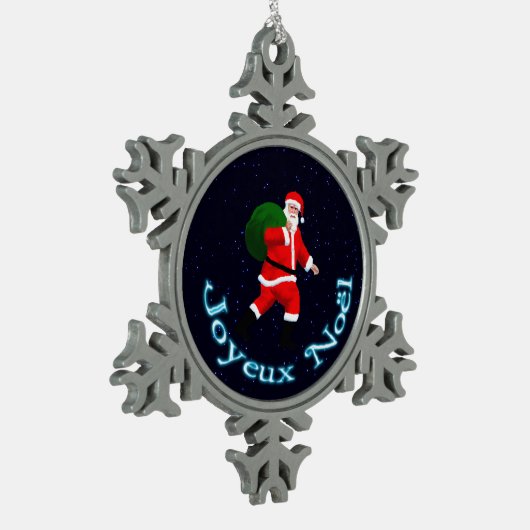Joyeux Noё l - Santa Claus Schneeflocken Zinn-Ornament (Links)