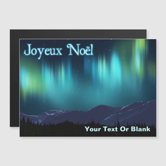 Joyeux Noё l'Aurora Borealis Magnetkarte (Vorne/Hinten)