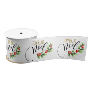 Joyeux Noël Chic Holly Floral   Weihnachten Satinband