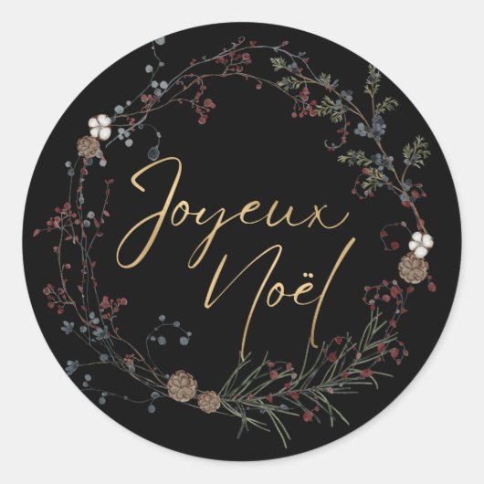 Joyeux Noel Christmas Classic Round Sticker (Vorderseite)