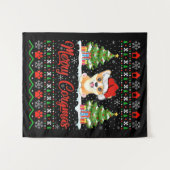 Joyeux Noël Corgmas Bonnet Wandteppich (Vorderseite (Horizontal))