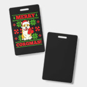 Joyeux Noël Corgmas Corgi Dog Ausweis (Vorder- & Rückseite)