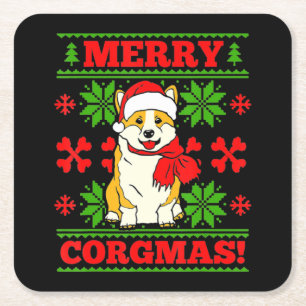 Joyeux Noël Corgmas Corgi Dog Rechteckiger Pappuntersetzer