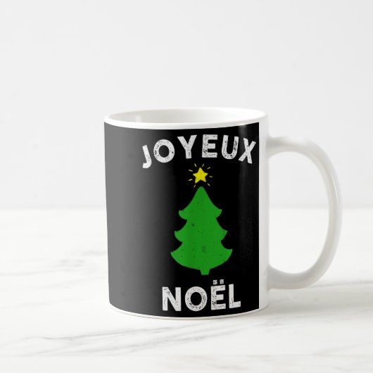 Joyeux Noël Cute French Merry Christmas Tree Retro Kaffeetasse (Rechts)