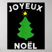 Joyeux Noël Cute French Merry Christmas Tree Retro Poster (Vorne)