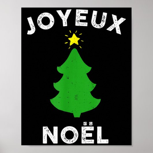Joyeux Noël Cute French Merry Christmas Tree Retro Poster (Vorne)