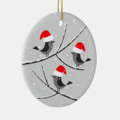 Joyeux Noël des oiseaux bonnet de Père Noël Keramik Ornament (Rechts)