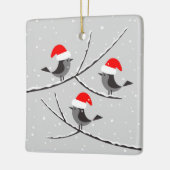 Joyeux Noël des oiseaux bonnet de Père Noël Keramikornament (Links)