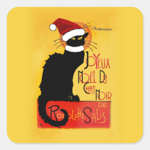 Joyeux Noël Du Chat Noir Quadratischer Aufkleber