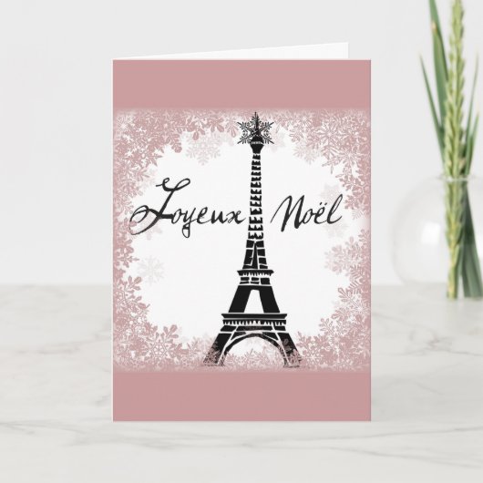 Joyeux Noël Eiffel Tower Paris Weihnachtsdruck Feiertagskarte (Vorderseite)